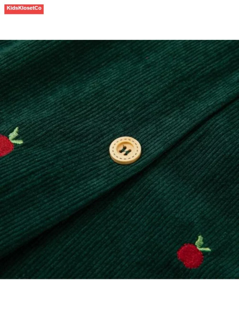 Toddler Fall Corduroy Dress, Sleeveless, Embroidered Hem, Wooden Buttons,